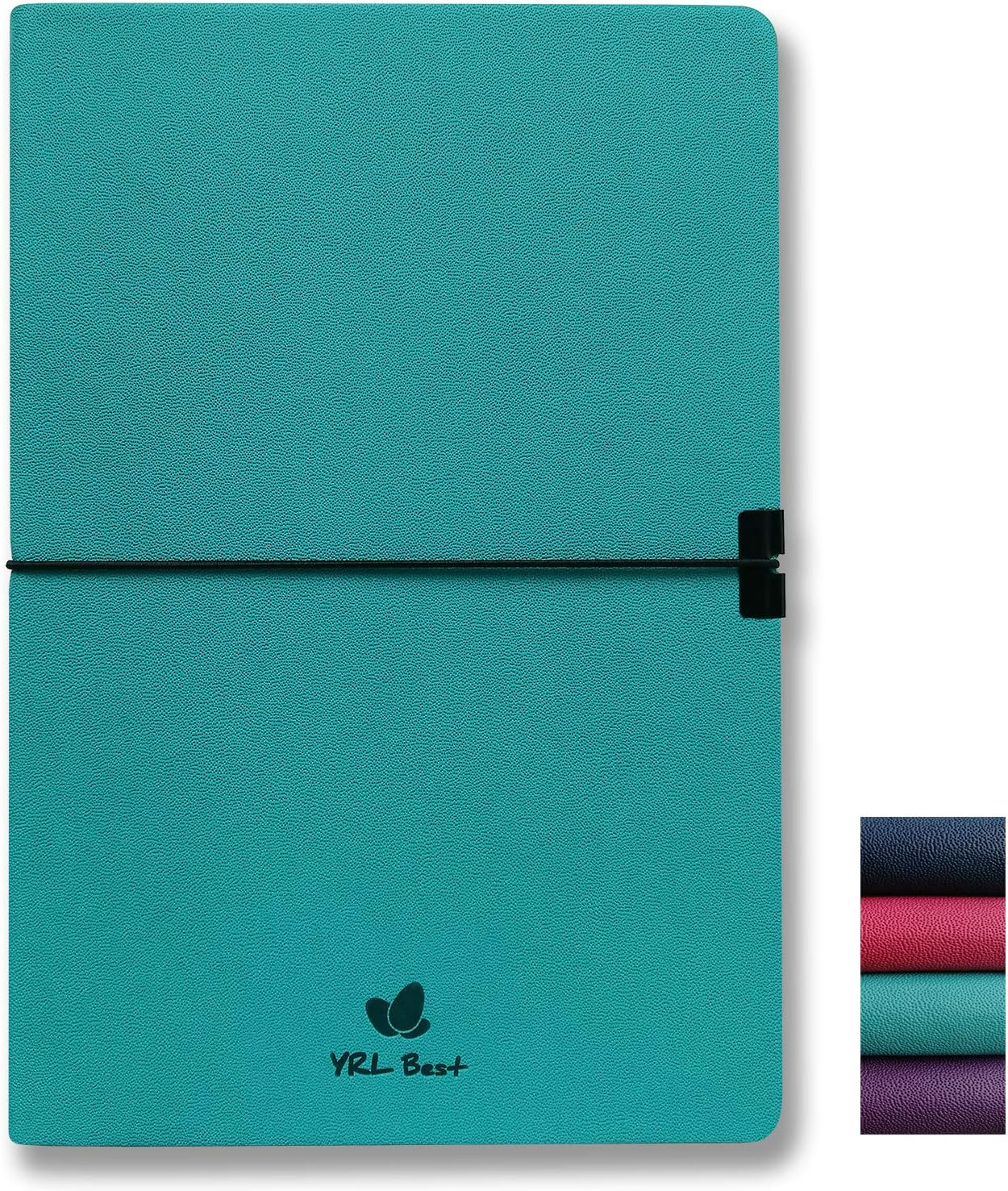 YRL Best Bullet Notebook Journal, Dotted/Dot Grid, A5 Medium Size, 5.8x8.3", Fine PU Leather, 160 Pages of Premium Thick Paper, Sewn Bound, Inner Pocket, Elastic Band, Ribbon Bookmark, Lays Flat, Teal