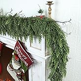 Realistic Christmas Garland for Mantle Real Touch Thick/Lush Artificial Cedar Garlands Christmas Decorations Indoor Christmas Garland for Stairs Railing Outdoor Table Xmas Holiday Decor Greenery 5FT