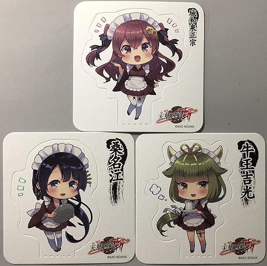 Amazon Co Jp 天華百剣 斬 こらぼかふぇ ミニスタンドpopコースター 全3種セット 城和泉正宗 桑名江 牛王吉光 Newtype新宿カフェ限定 非売品特典 斬カフェ ホビー 通販