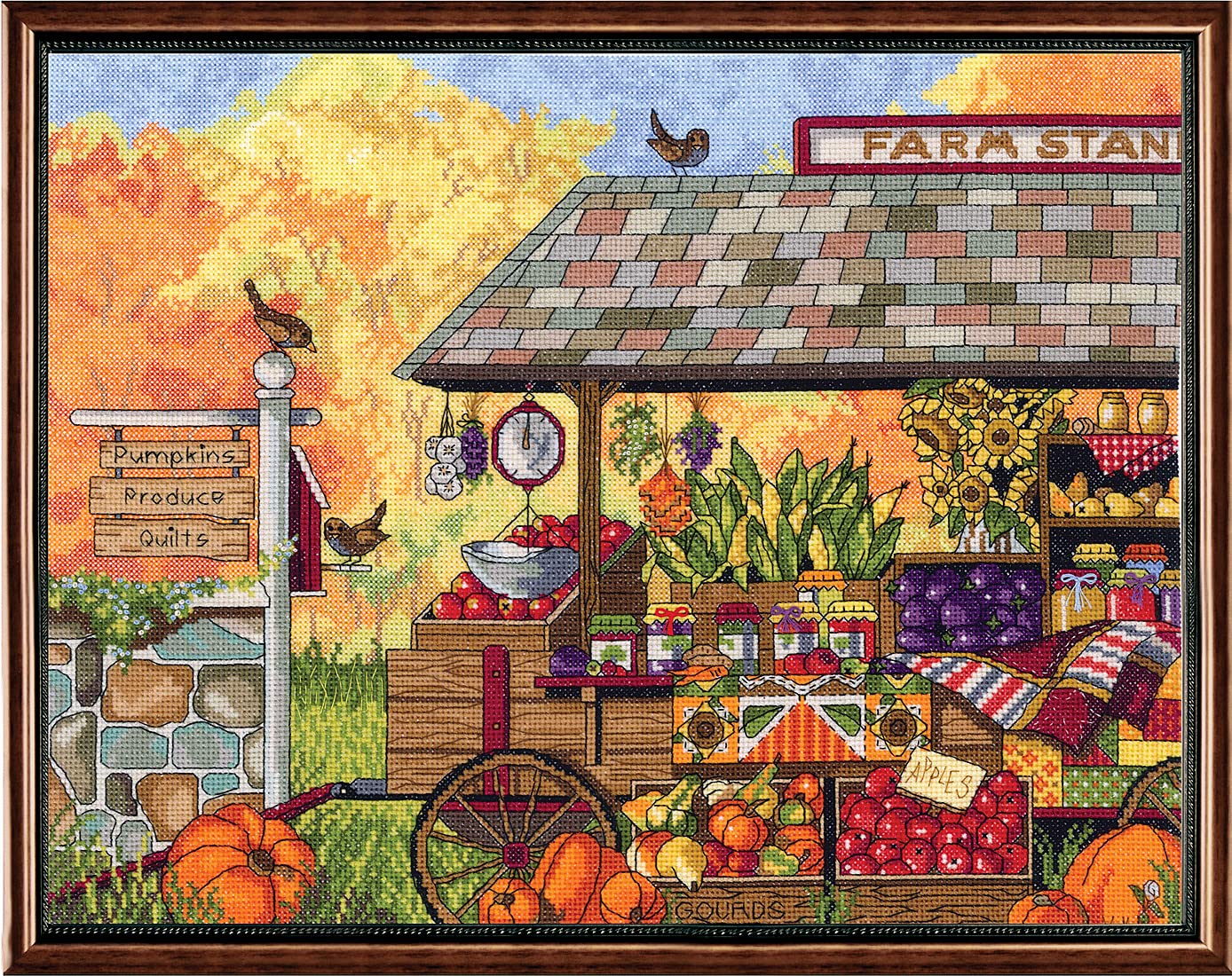Janlynn Buck's County Farm Stand Counted Cross Stitch Kit, 16 X 12-inch, Acrylic, Multicolour, 8.5x11x0.75 cm