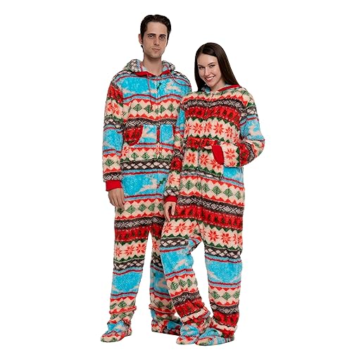 JOYIN Christmas Unisex Adult Pajama jumpsuit One Piece Flannel
