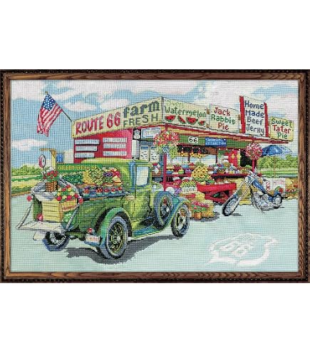Design Works Crafts Inc. - Kit Punto Croce Route 66 Con Perline E Paillettes, Dimensioni 30,5x40,6 Cm