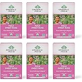 Organic India Tulsi Sweet Rose Herbal Tea - Holy Basil Leaf, African Basil, Chamomilie, Lemon Myrtle, Stress Relieving, Immune Support, USDA Certified Organic, Caffeine-Free - 18 Infusion Bags, 6 Pack