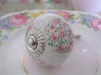 Pretty Vintage Ditsy Pink Floral Ceramic Drawer Handle Knobs