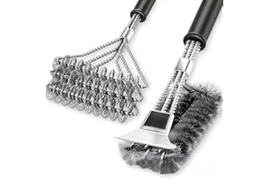 2 Pack BBQ Grill Brush, 18 inch BBQ Accessories, BBQ Cleaning Brush Safe Bristle Free BBQ Brush,100% Rust-Proof Stainless Ste