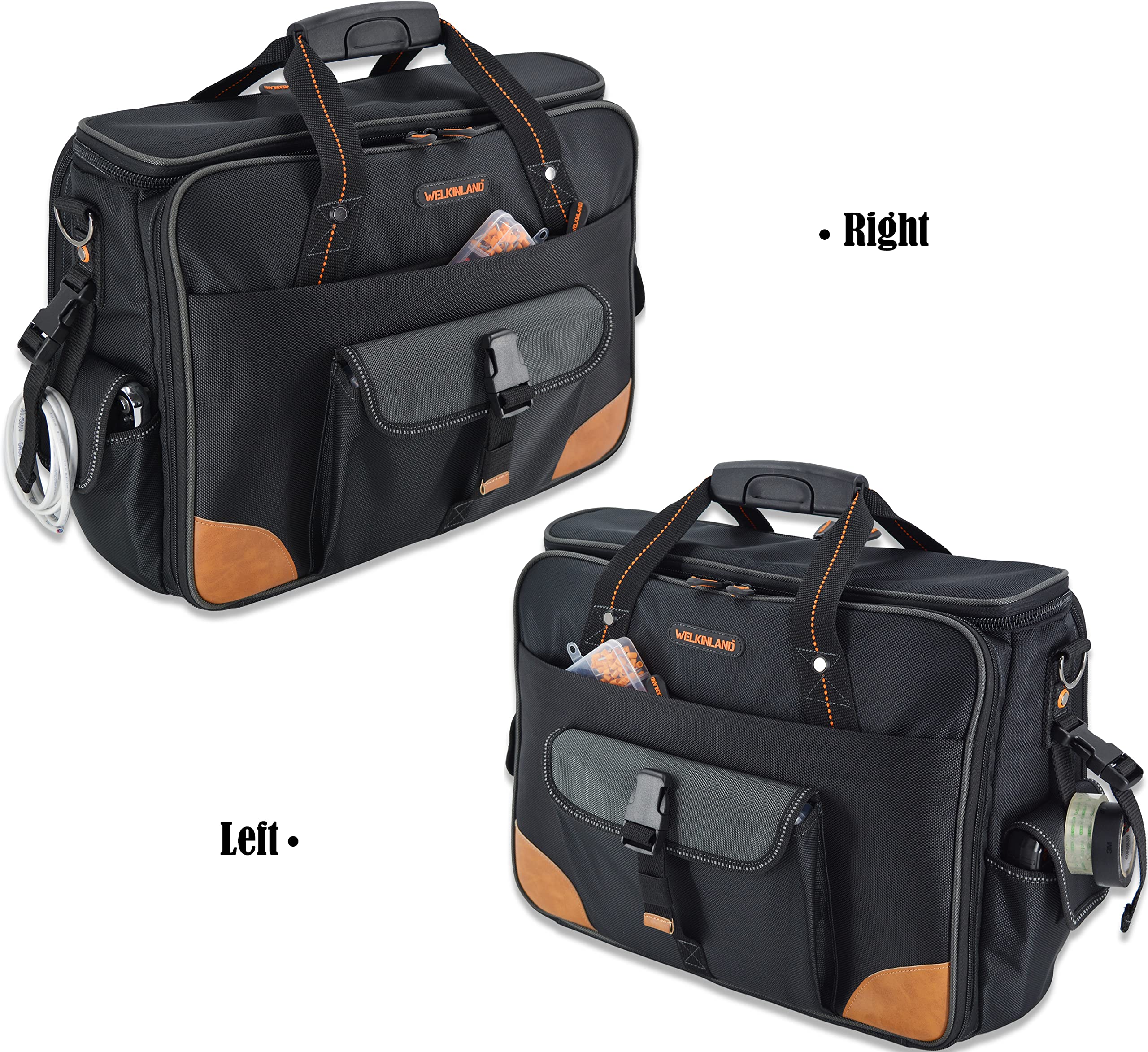 WELKINLAND 88-Pockets Electrician's Tool Bag - Electrician, Technician, HVAC & Laptop Tool Bag