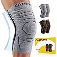 CAMBIVO Essential Series Knee Brace for Women and Men with Side Stabilizer (2 Pack), Lightweight Knee Compression Sleeves for Knee Pain Relief, Running, Workout and Daily Activities (Gray, Large)