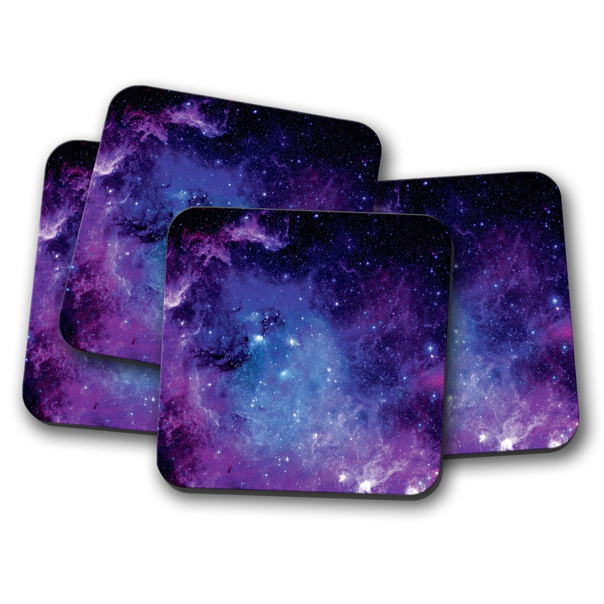 4 Set - Purple Solar System Cork Backed Drinks Coaster - Nebula Galaxy Space #8364 — image 1