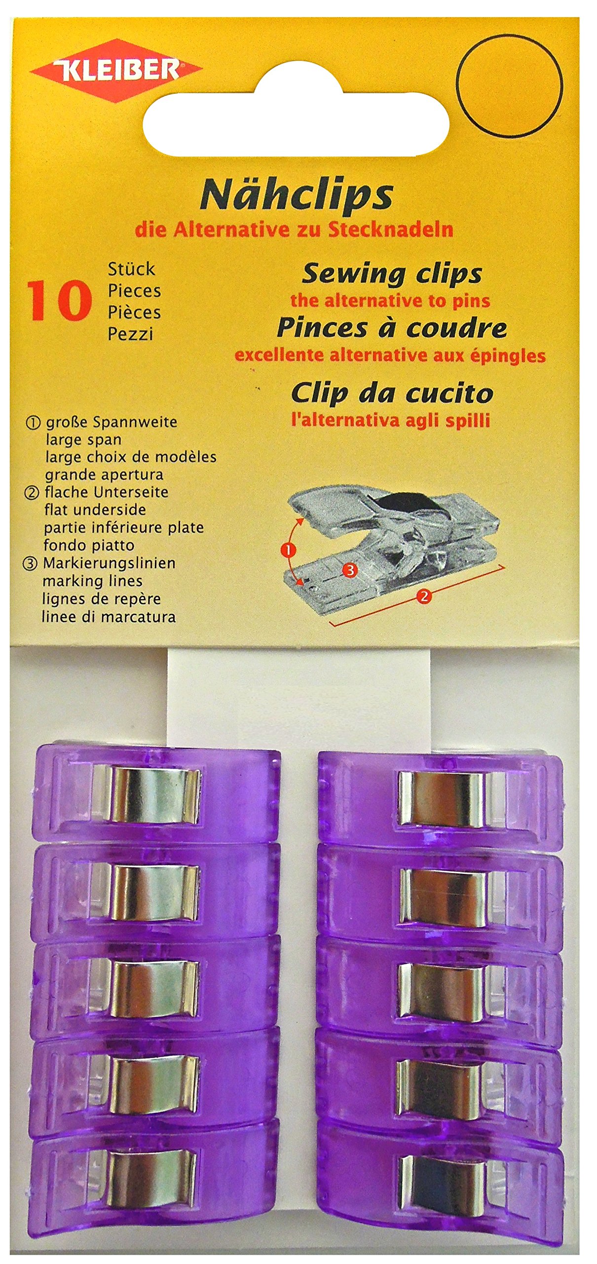 Kleiber Nähclips Accessories Plastic 2.5 x 0.9 x 1.2 cm, Plastic, violett, 2,5 x 0,9 x 1,2 cm