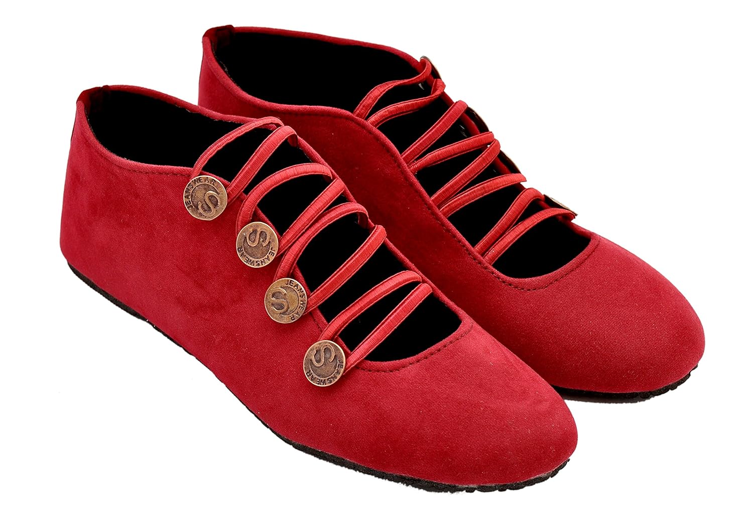 red choice collection red casual velvet shoes for women and girls (rc073)