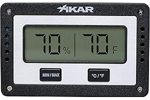 XIKAR PuroTemp Rectangular Digital Hygrometer, Compact and Lightweight Cigar Humidor Accessory, Easy to Calibrate, Black