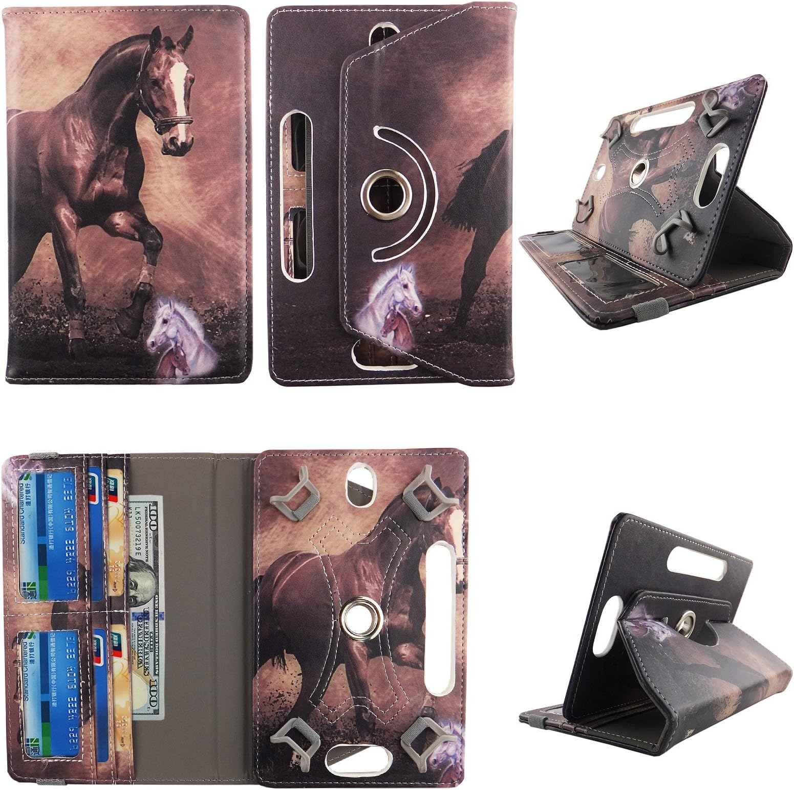 Brown Horse Tablet case 10 inch for Lenovo Tab 2 10" 10inch Android Tablet Cases 360 Rotating Slim Folio Stand Protector pu Leather Cover Travel e-Reader Cash Slots