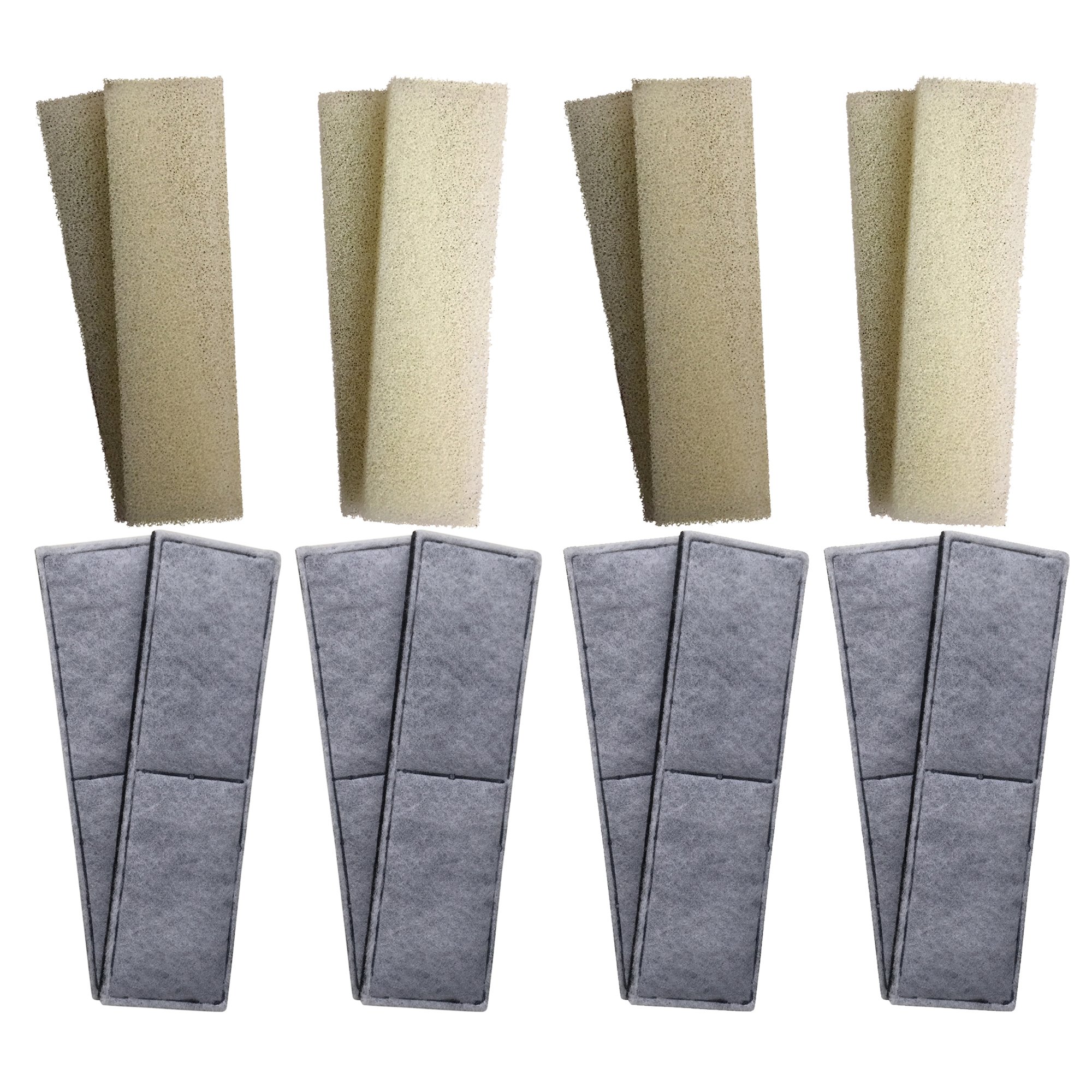8 x Compatible Foam and 8 x Compatible Polycarbon Carbon Filter Cartridges to fit Fluval U4 Internal Filter