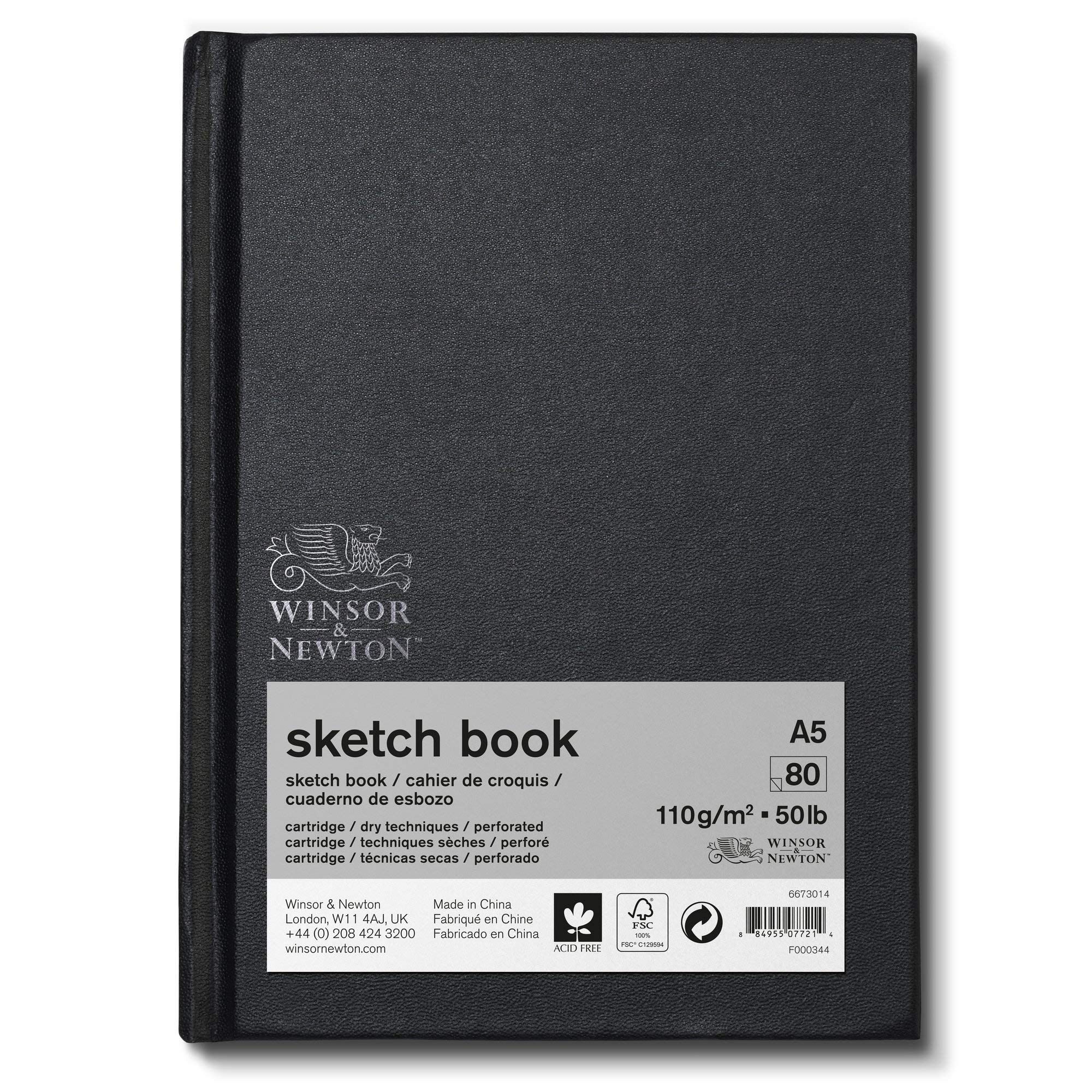 Winsor & Newton 6673014 Spiral Sketchbook, 80 Sheet, 110gsm, 80 Page, A5 Size, Natural White — image 1