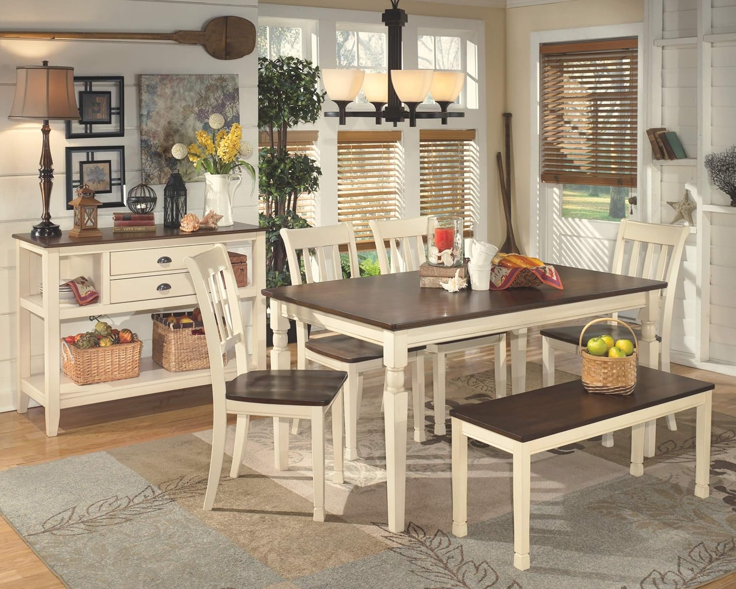 Signature Design by Ashley Whitesburg Dining Room Chair Set of 2, Brown/Cottage White - Chairs