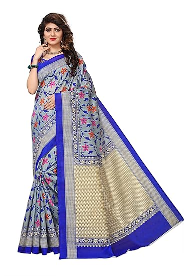 Art Silk Saree with Blouse Piece (S181117_Blue_One Size)