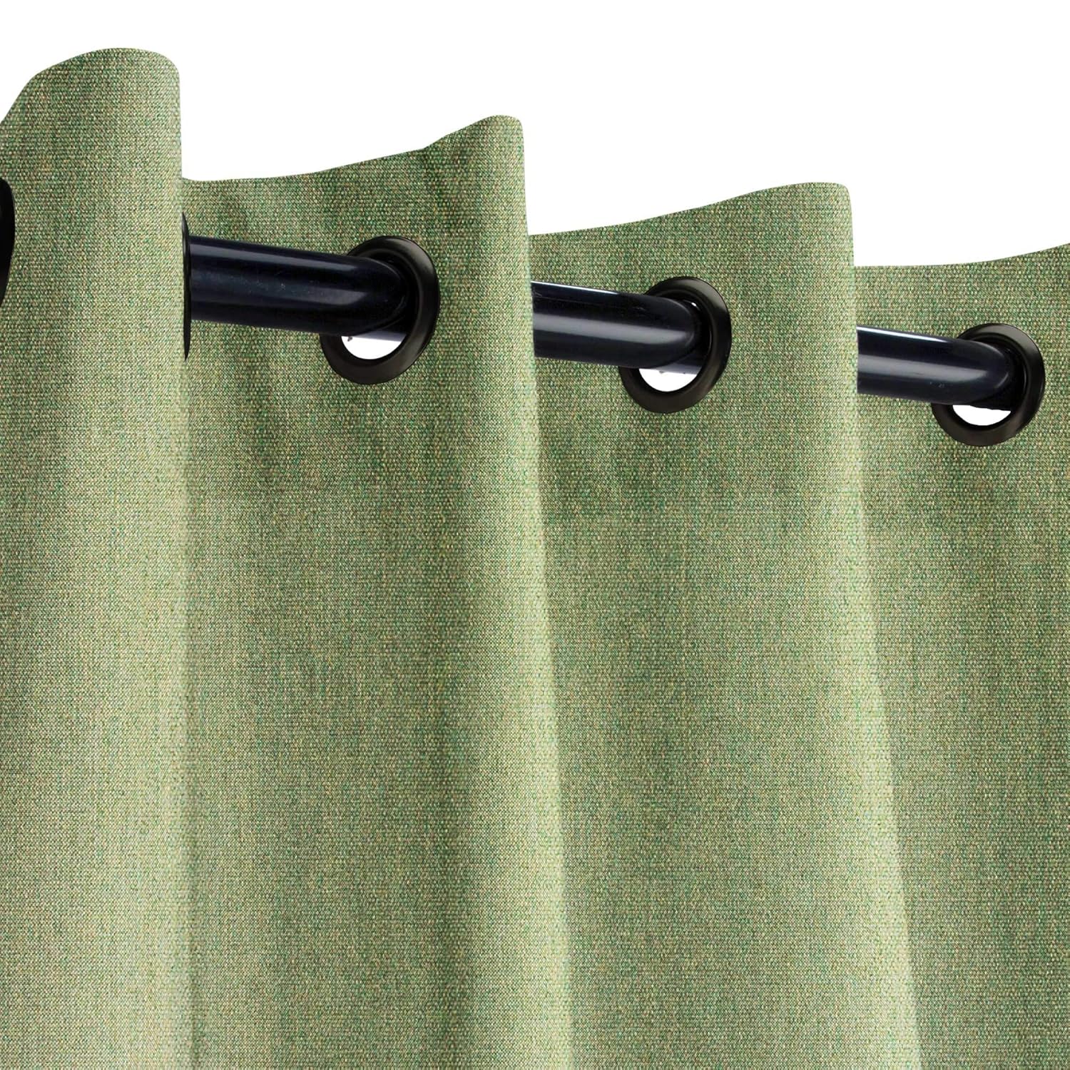 Sunbrella Canvas Brass Outdoor Curtain with Dark Gunmetal Grommets 50 in. Wide x 84 in. Long