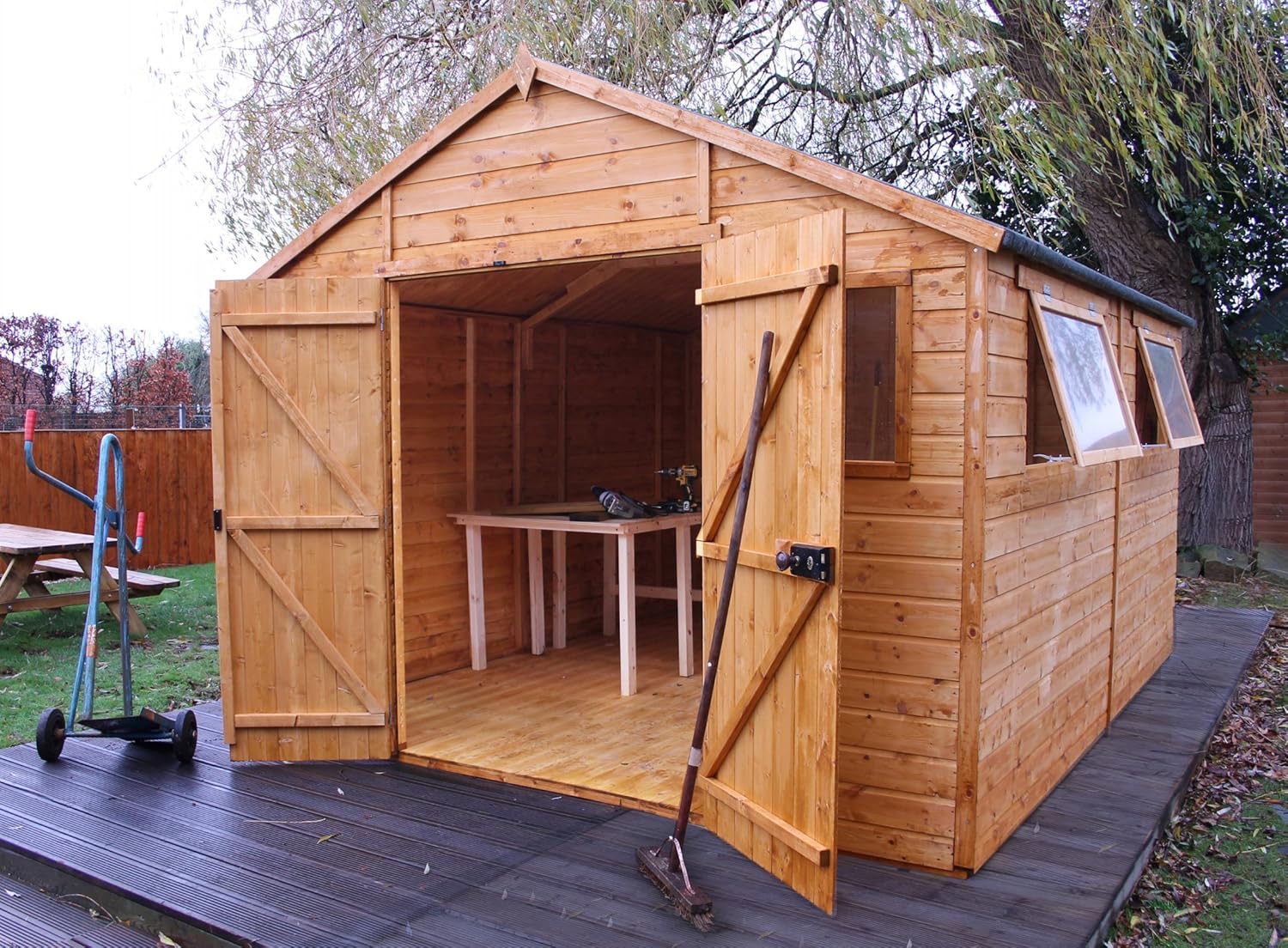 11ft W x 12.5ft D Wooden Storage Shed Amazon.co.uk Garden & Outdoors