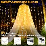Ollny Curtain Lights 300LED USB 3m x 3m IP44 Indoor Outdoor 8 Modes Warm White view 6