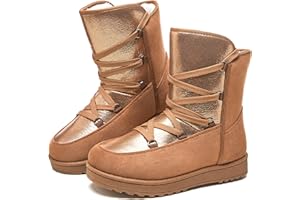 Witwatia Winter Snow Boots for Women Mid Calf Warm Fur Lined Boots Ladies Slip on Fashion Bootie