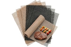 Kingrol 6 Pack Non-Stick BBQ Grill Mesh Mat, 15.75” x13” for Smoker, Pellet, Gas, Charcoal Grill