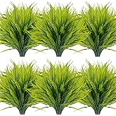 ZEOSTARO 12 Bundles Artificial Plants Outdoor Fake Boston Fern Greenery with Flowers Faux UV Resistant Shrubs Garden Patio Porch Window Box Farmhouse Hanging Decor(Green)