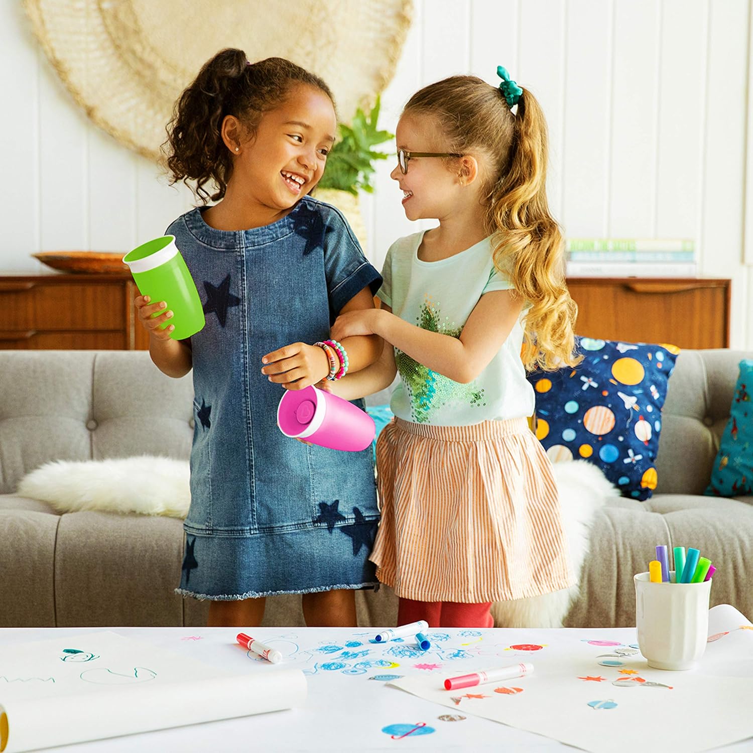 Munchkin Miracle 360 Sippy Cup, Green/Blue, 10 Oz, 2 Count : Baby