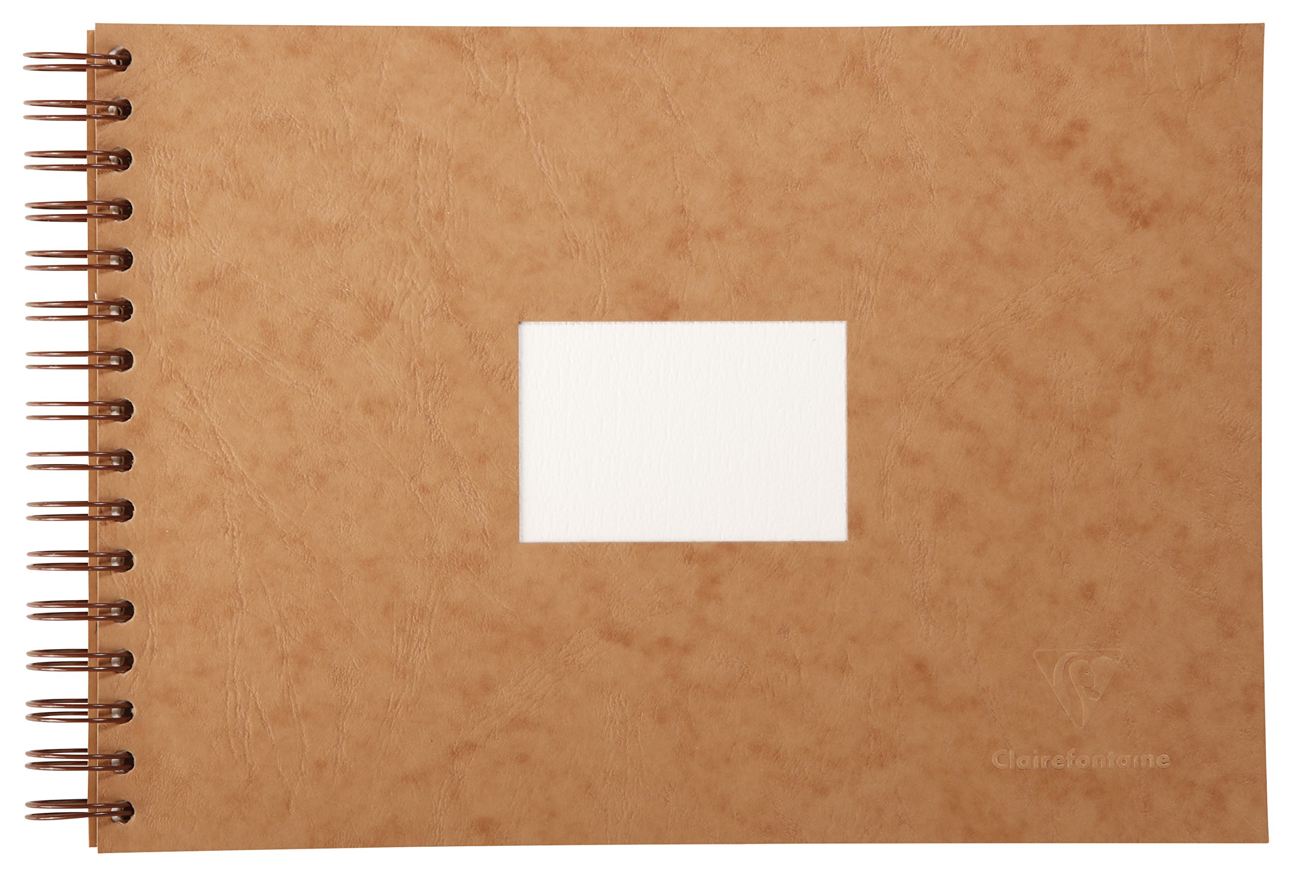 Clairefontaine - Ref 96065C - Watercolour Travel Album (20 Pages) - A4 (210 x 297mm) in Size, 300gsm Fontaine Watercolour Paper, Leather Cover, Wirebound - Tobacco Cover