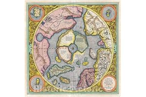 Vintage Map - Map of The Arctic (First Map of The North Pole) 1606 Map Maker (Author) : Gerardus Mercator/Hondius Series - 24