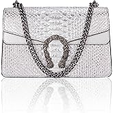 Aiqudou Crossbody Bag and Satchel Purse for Women - Fashion Snake Print Chain Purse Luxury PU Leather HandBag