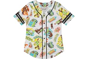 Scooby-Doo Ladies Baseball Jersey - Ladies Cartoon Mesh Button Down Baseball Jersey - Scooby, Shaggy, Daphne, Velma Jersey