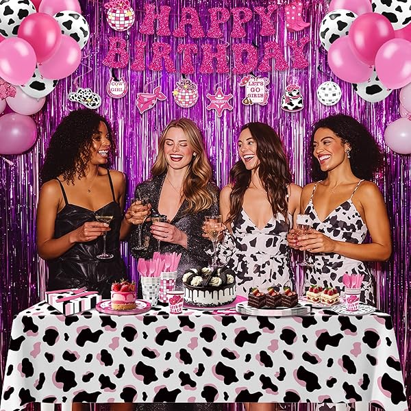 COWGIRL BIRTHDAY PARTY DECORATIONS SUPPLIES – 229 PCS WESTERN DISCO PARTY KIT WITH BANNER, PLATES, CUPS, CUTLERY, BALLOONS & TABLE COVER, SERVE 30