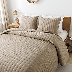 WDCOZY Beige Queen Size Quilt Bedding Sets with