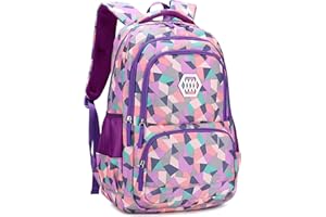 Bansusu Geometric Print Kids Backpack for Girls Boys School Bag Bookbags