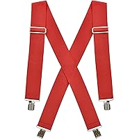 Men's Heavy Duty Suspenders - 1.6" Wide X-Back Elastic Braces, Adjustable, For Jeans & Dress Pants (Khaki)