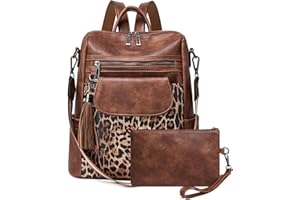 OPAGE Leather Backpack Purse for Women Fashion Designer Ladies Shoulder Bags Travel Backpack With Wristlet