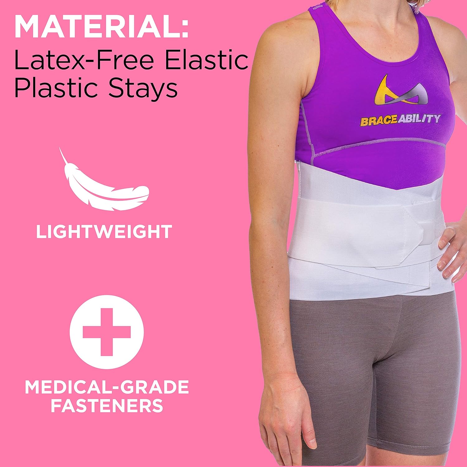 BraceAbility Women's Back Brace for Female Lower Back Pain - Lightweight Soft White Elastic Lumbar Compression Support Belt is Discreet Under Clothes for Ladies, Nurses, Walking (Medium): Industrial & Scientific