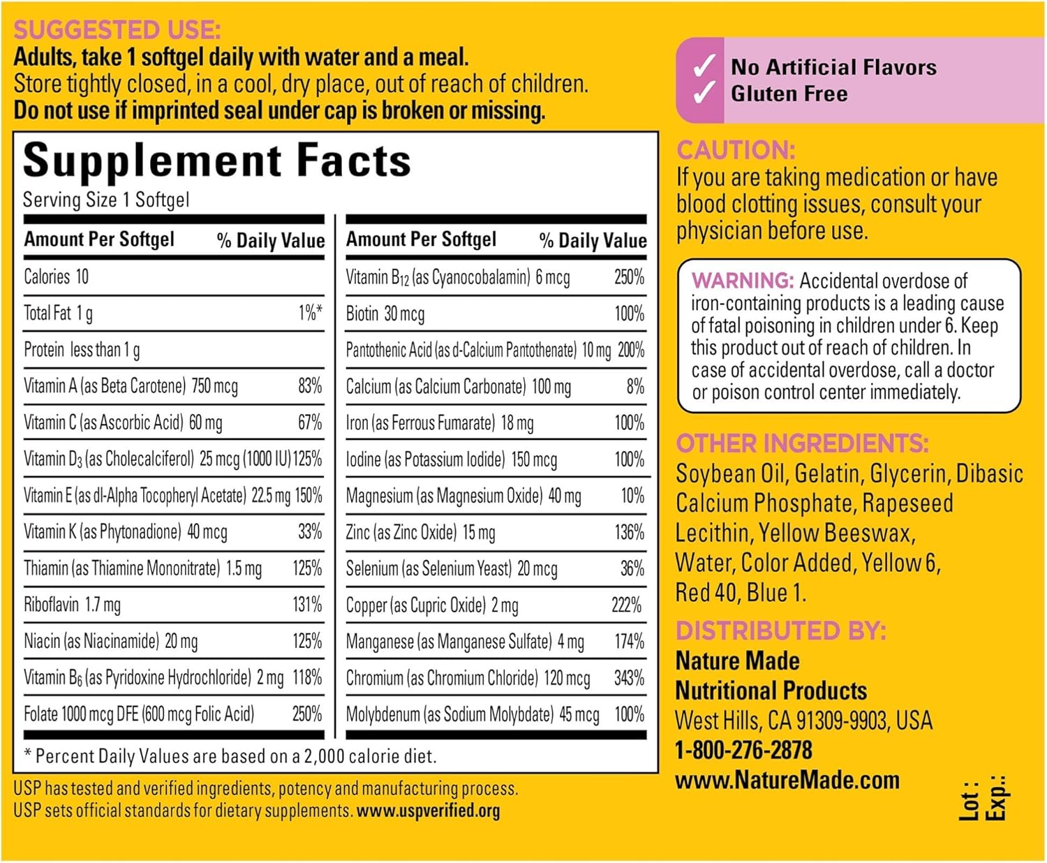 Nature Made Women's Multivitamin Softgels with Vitamin D3 and Iron, 60 Count (Packaging May Vary): Health & Personal Care