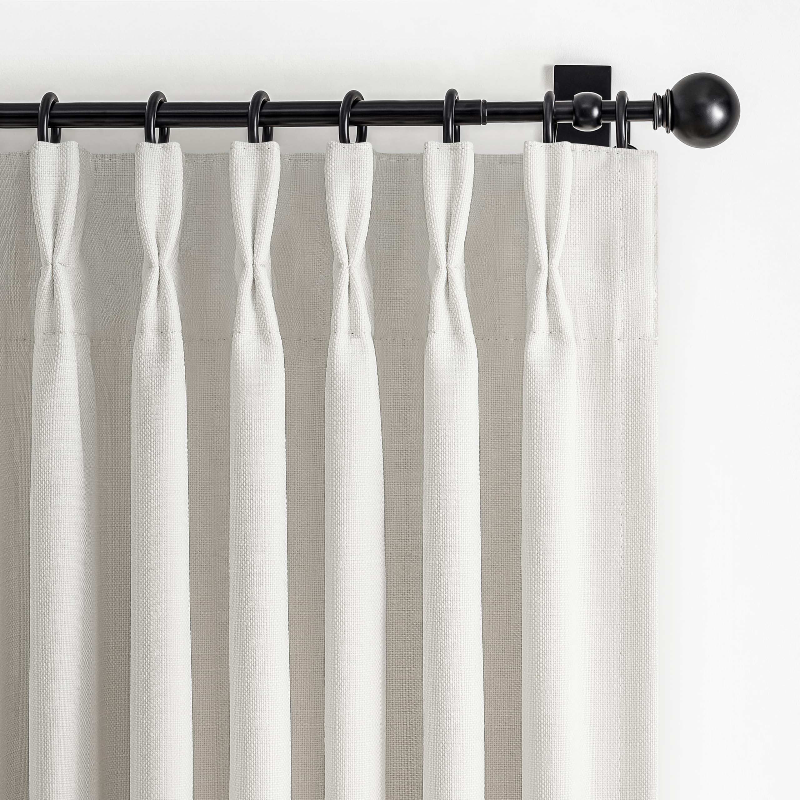 Photo 1 of Natural Linen Beige White 92 Inch Curtains 2 Panels Set for Office, Petty Memory Shape Trained Pinch Pleated Blackout Noise Cancelling Curtain with Hooks Rings for Kids Room 90-92 Length Window Drapes