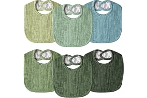 Wrrernsin Muslin Baby Bibs for Unisex Boys Girls, Cotton Drool Bibs, Adjustable Newborn Bibs for Drooling and Teething