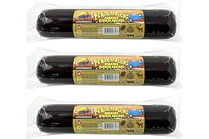PEARSON RANCH SINCE 1959 Game Meat Summer Sausage Pack of 3 Exotic Meat Blend of Rabbit, Alligator, Venison, Elk, Buffalo, Beef, Pork, & Wild Boar - Gluten-Free, MSG-Free, 12 ounces
