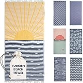 Barine Turkish Beach Towel - Large 36 x 71 | Quick Dry Beach Towel is Essential for Enjoying A Day at The Beach | Sand Free Beach Towels for Clean and Comfortable Experience (Sunset, Large)