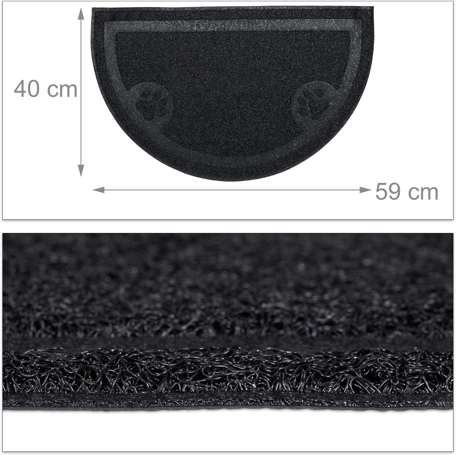 Relaxdays Cat Litter Mat, Hygienic PVC Tray, Dog Feeding Tray, Non-Slip & Waterproof, Dirt Catcher, 40 x 59 cm, Black - Image 5
