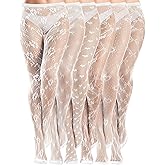 Ramede 6 Pairs Women Fishnet Thigh High Stockings Waist Tights Bow Patterned lace Fishnet Leggings Pantyhose for Halloween