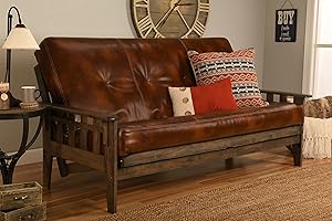 Kodiak Furniture Tucson Full Futon Set in Rustic Walnut Finish, Oregon Trail Saddle