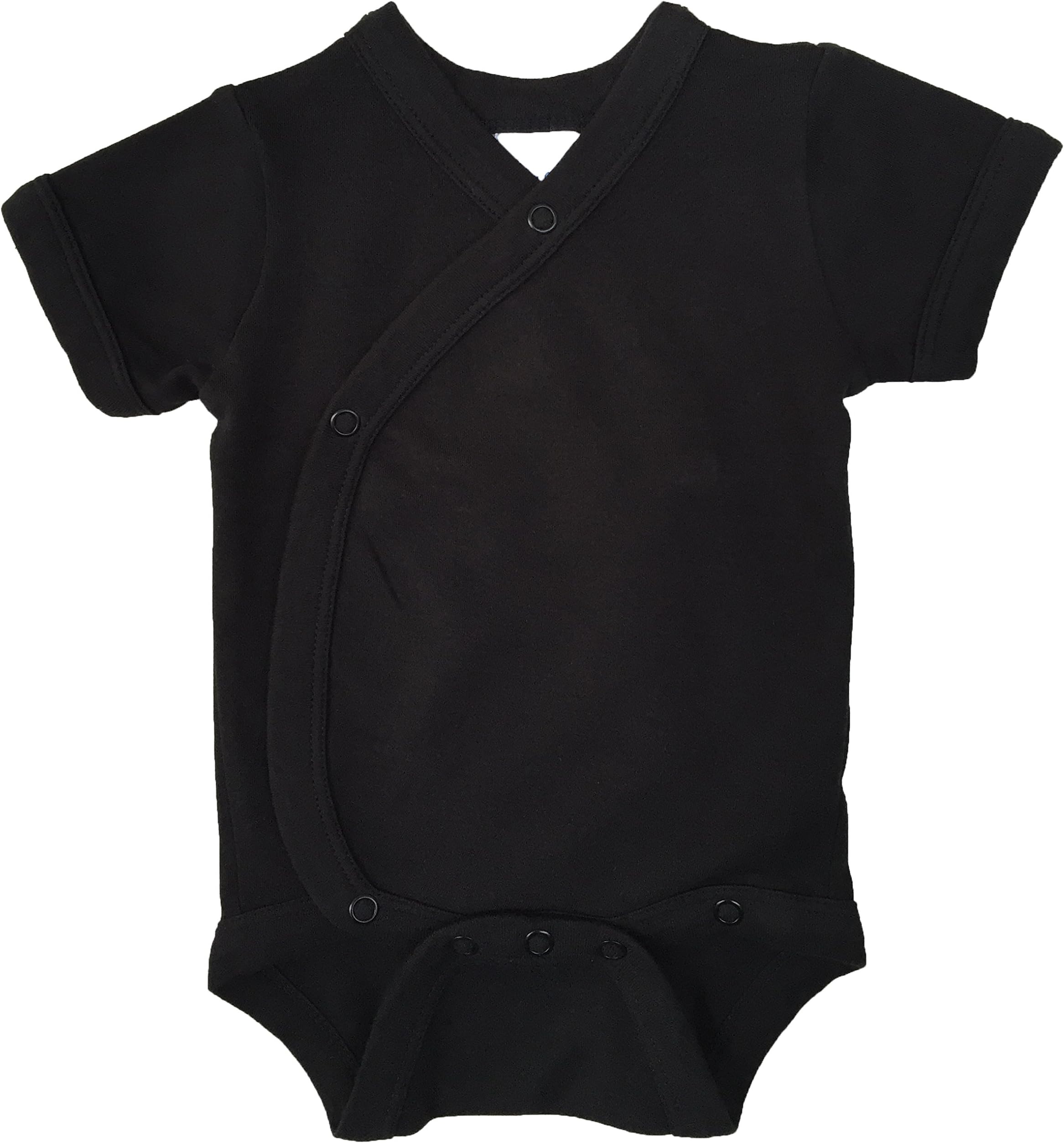Lukeeno Short Sleeve Baby Kimono Bodysuit Onesie - Organic Cotton