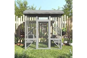 TIMHAKA Cat Catio, Large Cat House Outdoor, Outside Cat Enclosure with Sunshine Panel Roof and Waterproof Cover, Wooden Cat Cage with 7 Platforms & 2 Resting Box, Walk in Feral Cat Shelter, 72 inch