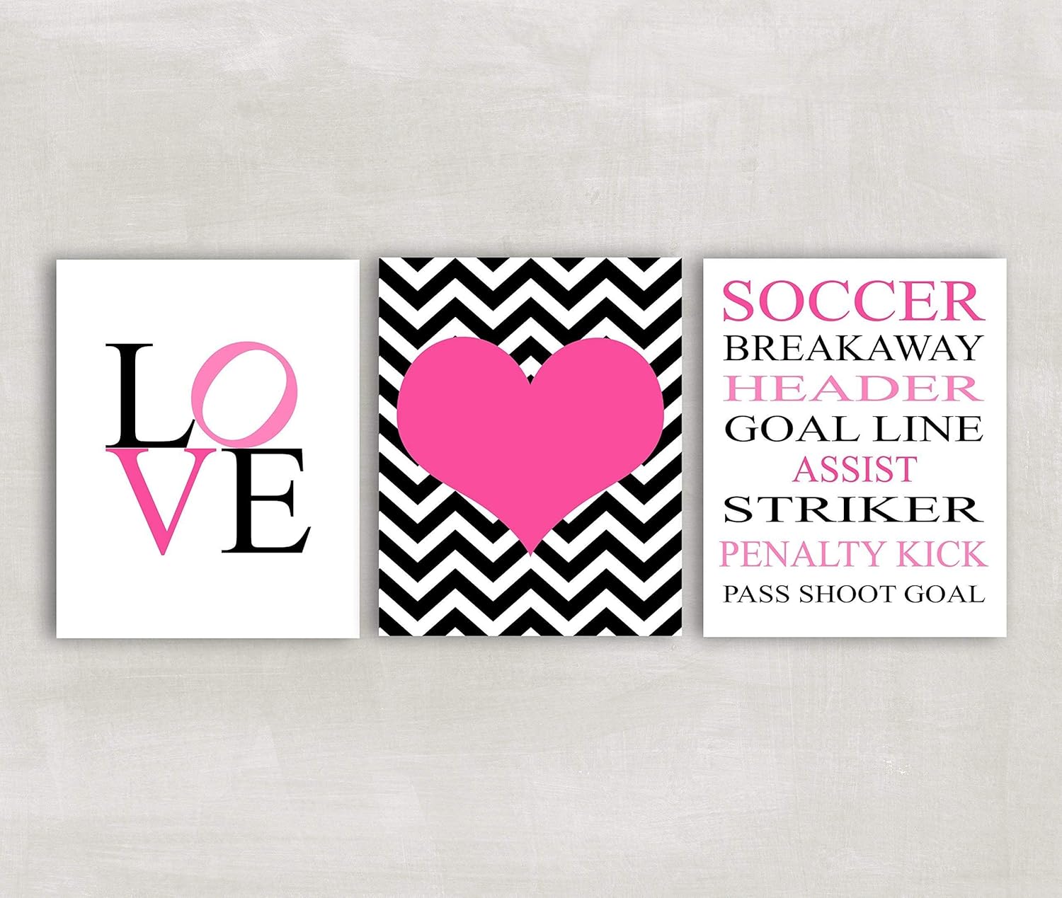 Amazon Com Soccer Wall Art For Girls Soccer Room Decor Set Of 3