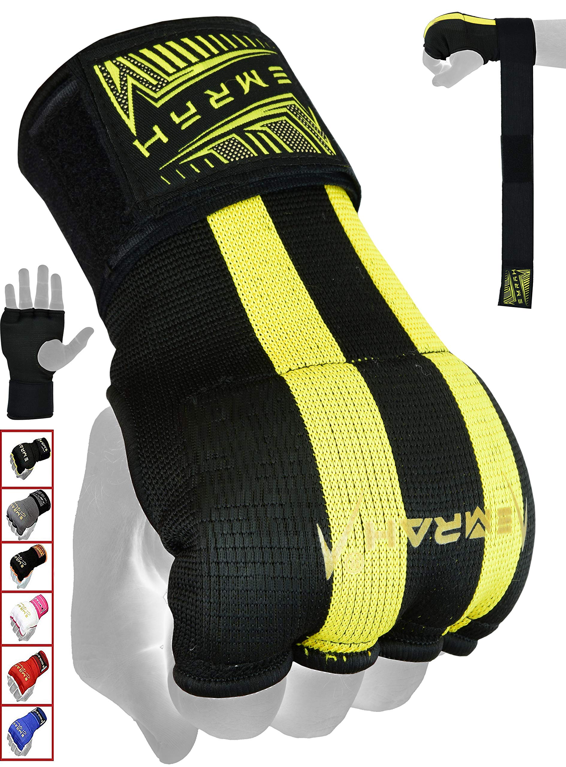 EMRAH Pro Boxing Hand Wraps quick wrist boxing wraps Pro Grip Inner wraps handwraps with Long Boxing Wrist Straps (Black, Medium) — image 1