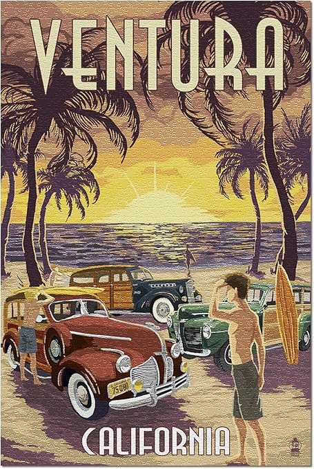 Amazon Com Ventura California Woodies On The Beach 19x27 Premium 1000 Piece Jigsaw Puzzle For Adults Made In Usa Everything Else